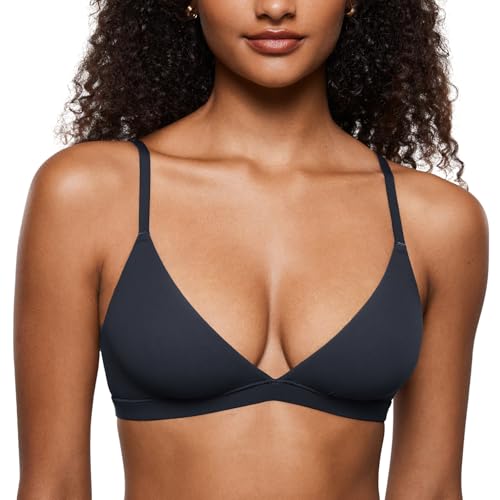 Image of INLYRIC Women's Inbarely Triangle Bralette Plunge Unlined Seamless Bra No Underwire Sexy Comfortable Everyday