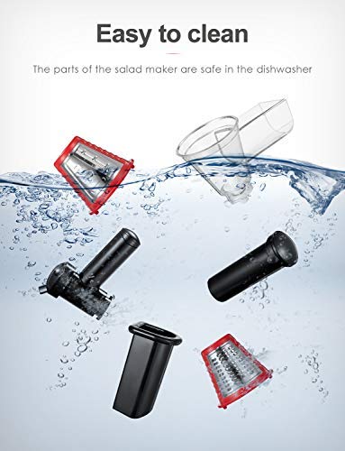 Salad Maker Machine, Electric Slicer Shredder/Graters for Home Kitchen Use with One-Touch Easy Control and 5 Attachments for Fruits, Vegetables, Cheeses and Fruit Smoothie, 200W, BPA-Free, TIBEK - Thumbnail 5