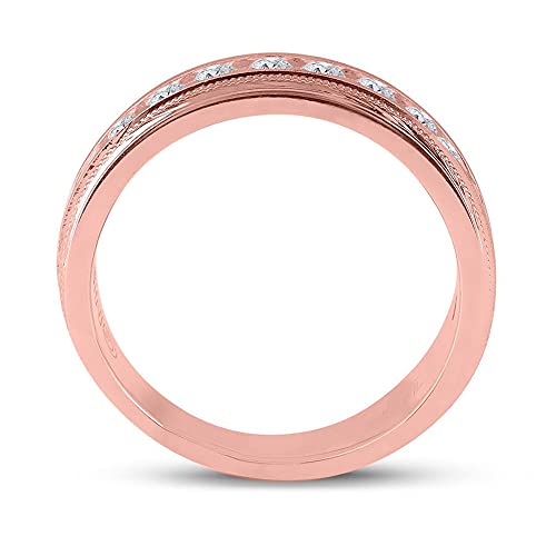 10kt Rose Gold Mens Round Diamond Wedding Single Row Band Ring 1 Cttw4