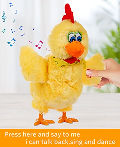 Talking Walking Chicken Dancing Chick Electronic Interactive Plush Toy Animated Laying Eggs Toy Speaking Plush Buddy Gift For Toddlers Birthday (Light Yellow Talking Walking Singing Chick, 29Cm) #TOP1