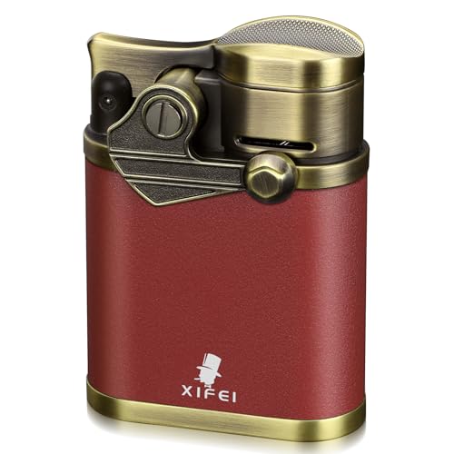XIFEI Cigar Torch Lighter, Refillable Desktop Butane Lighter Windproof 4 Jet Flame, Cigar Holder