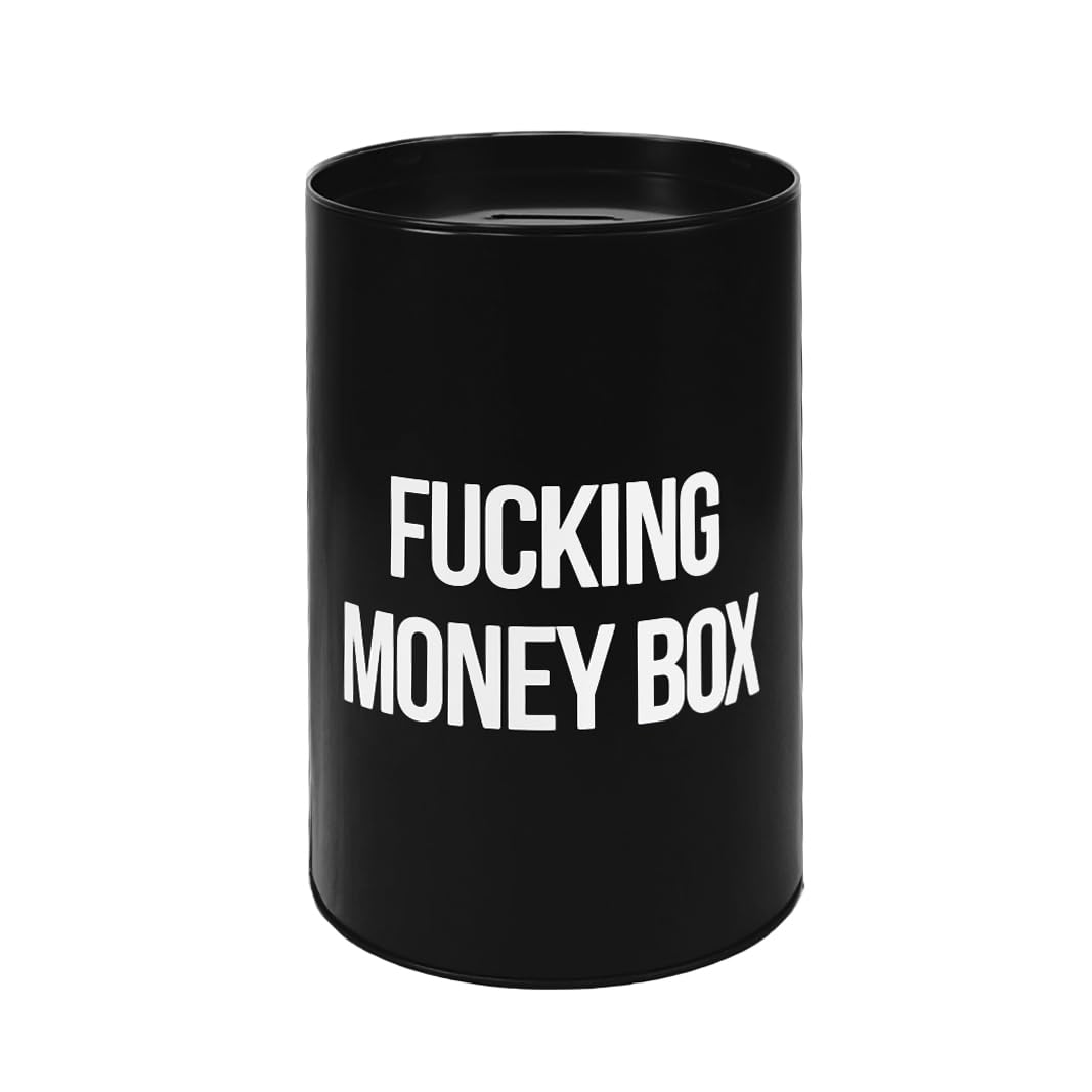 Fisura F*Cking Money Box, Black - Original Money Box. Large Steel Money Box For Adults. Tin Money Box For Gift. Measures: 13 X 20 Centimetres. (F*Cking Money Box, Black)