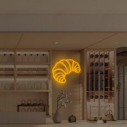 Image of Croissants Neon Sign Bread Bakery Neon Lights Croissant Baking LED Light
