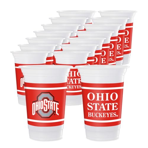Westrick Ohio State Buckeyes 16oz Plastic Cups 16 Pack Officially Licensed Ohio State University Disposable Party Cups with Logo Tailgating Game Day Graduation Parties & Fan Celebrations