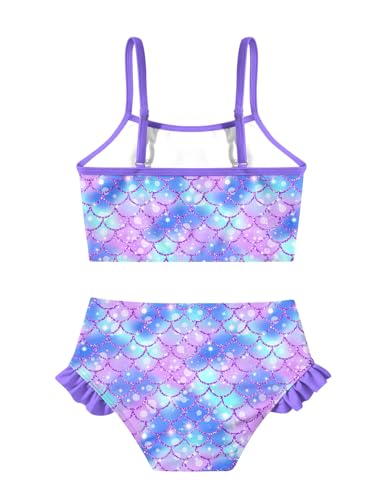 Little Girls Two Piece Mermaid Bikini Set Ruffle Adjustable Summer Beach Bathing Swimsuit 3-7 Years for Kids2