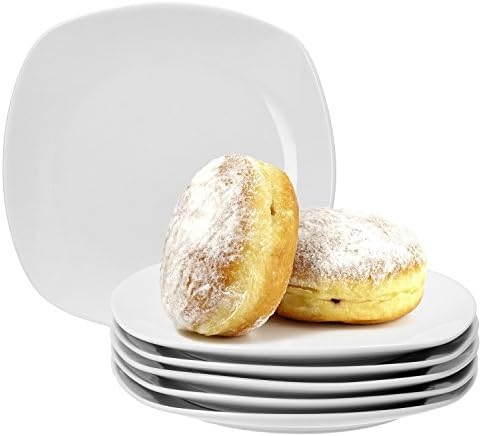 8 Porzellan Dessertteller 15,2cm - Weiße Kuchenteller Spülmaschinenfest