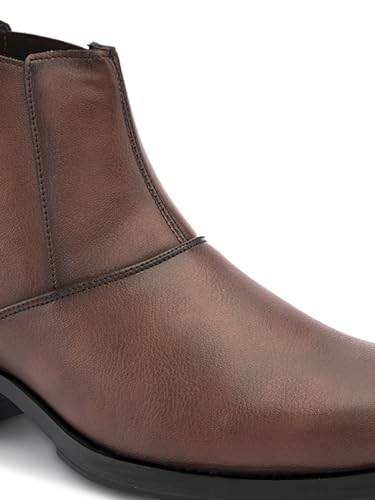 Image of Prolific Men's Chelsea Zipper /Chain Boots | High Ankle Boot| Formal, Office & Casual Wear Shoes | Soft Cushioned Insole, Slip-Resistance, Dynamic Feet Support, Arch Support & Shock Absorption