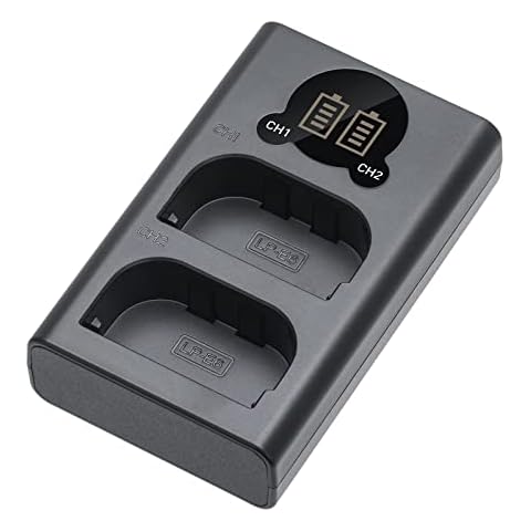 Kimaru LP-E6 Battery Charger, Double Slot LP-E6 Charger for Canon LP-E6 LP-E6N LP-E6NH Battery, LC-E6E Charger, EOS R5, R6, R6 Mark II, R7, 90D, 80D, 70D, 60D, 5D 6D 7D Mark II Cameras. Cover