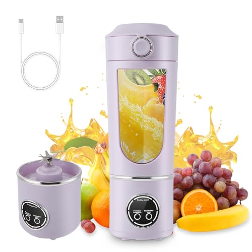 Compact Blender, Mini Smoothie Makers with Robust Cutting Power, 12 Blades, 700Ml Travel Fruit and Vegetable Juicer Cup for Home, Sports, Office, and Camping