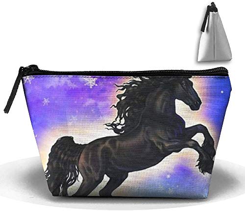 Preisvergleich Produktbild Schwarz Pegasus Trapez Aufbewahrungstasche Doppelseitiger Druck Handtasche Reißverschlusstasche Geldbörse Reiseset Aufbewahrungstasche Bad S