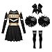 Produktbild LSNNMU Kinder Mädchen Cheerleading Uniform Kleid mit Blumenbällen Sets Jubeln Team Dance Outfits Cheerleader Kostüme Dancewear(A Black White,6)