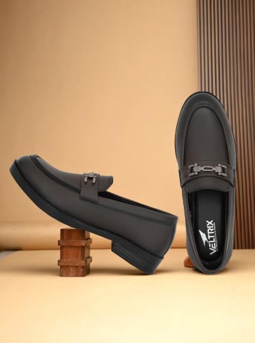 Image of VELTRIX Men's Premium Patent Leather Finish Formal Loafers | Horsebit Buckle Slip-On Shoes | Comfortable Office, Party, Wedding & Business Dress Shoes Aldo Plain Softy