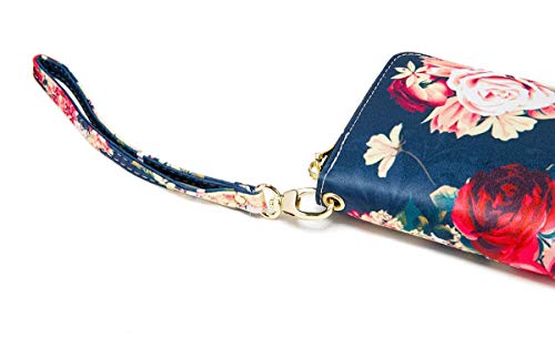 LOVESHE Women wallet RFID Blocking Purse Credit Card Clutch Zip Around Phone Clutch Large Travel Purse Wristlet Bohemian(FlowerB) - Thumbnail 5