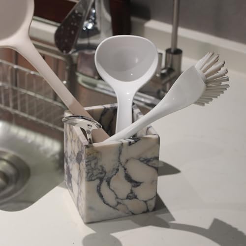 Genuine Calacatta Viola Marble Toothbrush Holders for Bathroom, Natural Marble Makeup Brush Holder Countertop Organizer by Natust - Used condition - Image 6