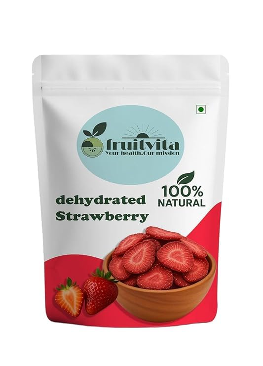 Fruitvita 100% Natural Dehydrated Strawberries, High Antioxidant Brain Snack, Rich in Vitamin C, Heart Health Support, Natural Energy Boost, 200 Grams