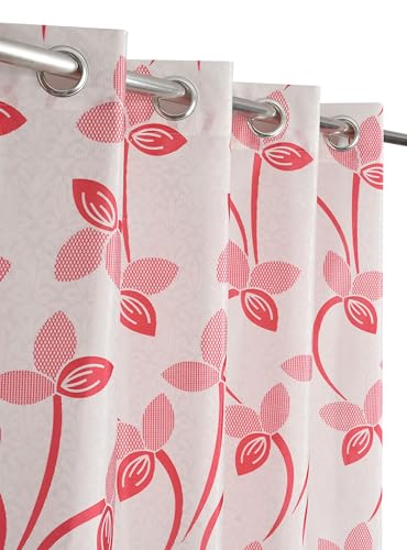 Image of Floral Printed Home Decor Curtains for Living Room, Bedroom Doors and Windows Panel, Parda, Eyelets Hanging, Pink, 4 x 6 Feet, 1 Piece