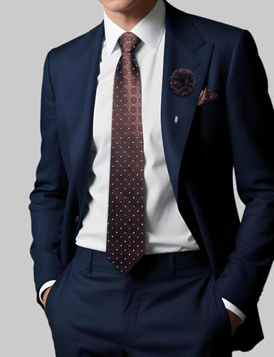 Image of DiBanGu Mens Zipper Tie Silk Pre-Tied Necktie with Gift Box | Jacquard Woven,Paisley Solid Plaid Pattern,6PCS with Pocket Square,Cufflinks and Lapel Pin,for Wedding Party Formal Business