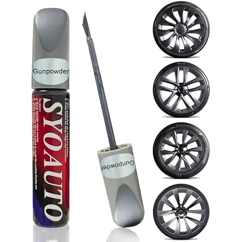 SYOAUTO Gunpowder Rim Touch Up Paint For Tesla Model Y 3 S X Uberturbine/Arachnid/Cybersteam/Turbine Wheel Touch Up Paint Rim Scratch Repair Wheel Curb Rash Paint Pen(Gunpowder) Cover