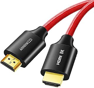 ANNNWZZD Kabel 8K HDMI 2.1, prawdziwy kabel HDMI 8K, nylonowy, wysoka prędkość 48 Gb/s, 8K, 60 Hz, 7680P Dolby Vision, HDCP 2.2, 4:4:4 HDR (czerwony) (2 m)