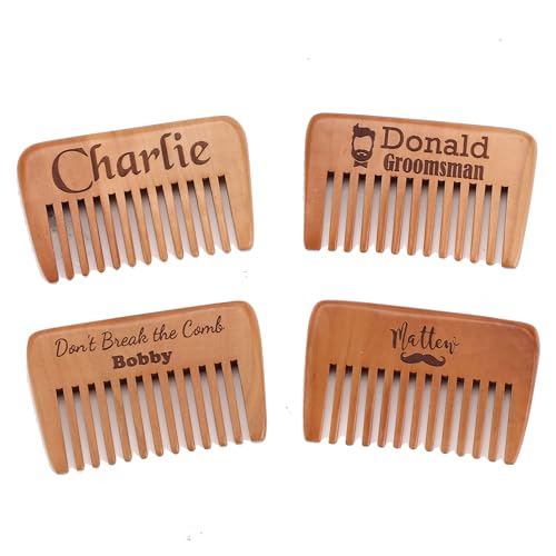 Personalized Beard Comb for Men, Engraved Walnut Wood Beard Comb, Groomsmen Gifts, Gift for Dad, Gift for Hushand