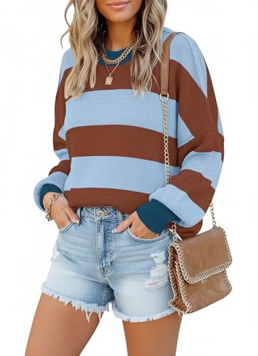 Image of Womens Oversized Sweaters Fall 2026 Fashion Clothes Colorblock Knit Tops