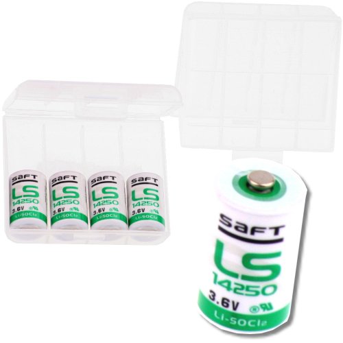 Saft LS14250 Lot de 5 Piles 1/2 AA Li-Socl2 à très Haute densité d'énergie (1200 mAh, 3,6 V) Blanc/Vert