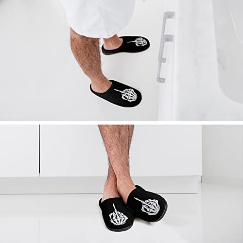 Fuck Off Middle Finger Plush Slippers Funny Graphic Footwear Cotton House Shoes for Men Indoor Outdoor 5