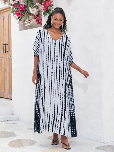 Image of Kaftan Dresses for Women Plus Size Bathing Suit Cover up Caftan Maxi Beach Dresses