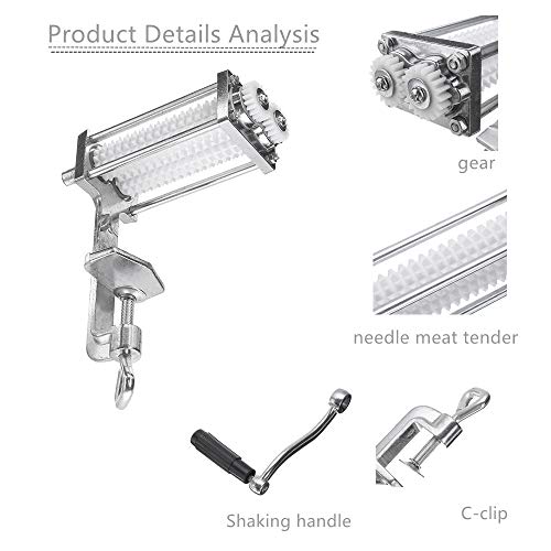 Nomal Commercial Manual Meat Tenderizer Cuber Kitchen Pork Beef Steak Flatten Tool Heavy Duty Clamp-On Rolling Meat Tenderizer Profession Needle Blade Tenderizer Machine Manual Control Tender Meat thumb #3