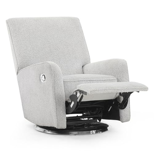Image of Delta Children Nest Nursery Swivel Recliner - Fabric is GREENGUARD Gold Certified and Oeko-TEX Standard 100 - Upholstered in a Unique Chenille Yarn for Blanket Like Softness, Fog
