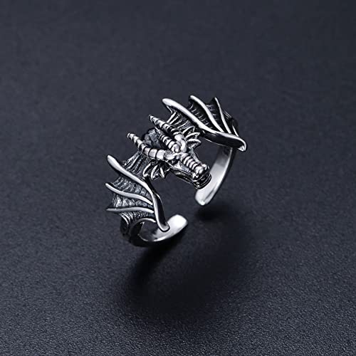 Bague dragon réglable en argent 925 massif, bijou d'exception ciselé - 2