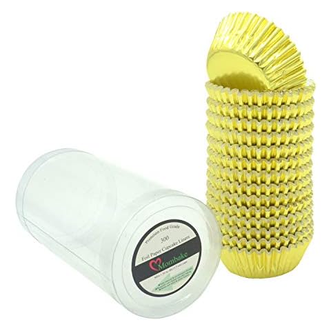 Mombake Mini Gold Foil Cupcake Liners Muffin Baking Cups for Party and More, 300-Count Cover