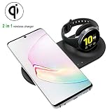 Compatible con dispositivos habilitados para Qi: especialmente diseñado para teléfonos con Qi (iPhone XS/Xr/X/8/Samsung Galaxy Note 9/8/S9/S9+/8/S8/S7/S7 Edge y Galaxy Watch 46 mm/42 mm/Gear S3/Gear Sport y etc.).