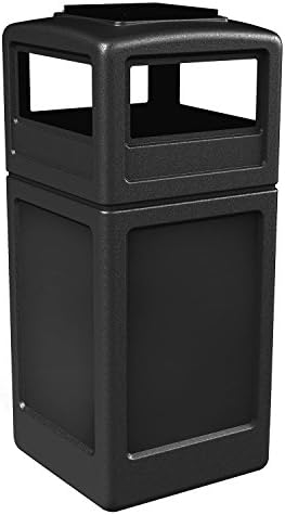 RecyclePro Waste Container w/Ashtray Lid, Polyethylene, Garbage Can, Trash, Litter, 42-gal (Black)