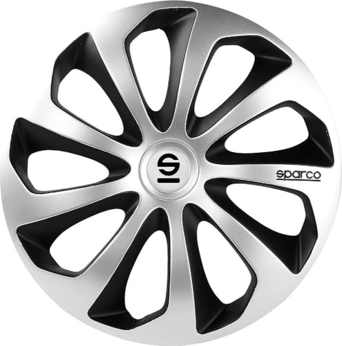 SPARCO SPC1373SVBK Sicilia Wheel Covers, Silver/Black, Set of 4, 13 zoll"