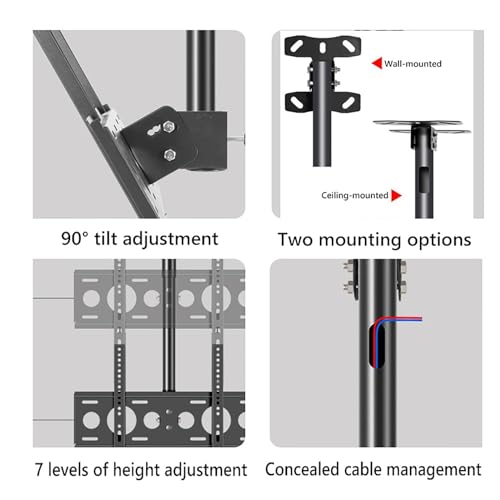 Support de plafond TV 27 à 55 pouces inclinable et orientable noir