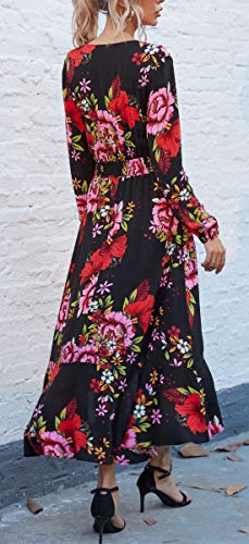 Image of Kormei Womens Short Sleeve Floral Maxi Dress High Low V-Neck Flowy Party Long Dresses