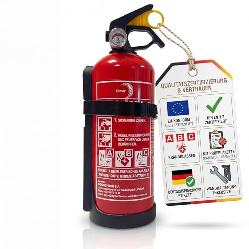Extincteur 1 kg Support / manomètre fabriqué en Europe pour voiture, maison, camping-car