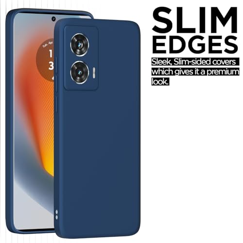 Image of Outlouders Back Cover for Motorola Moto Edge 50 Fusion 5G / Moto G96 5G | Camera Protection | Durable Soft Matte Silicone Bumper Case (Blue)