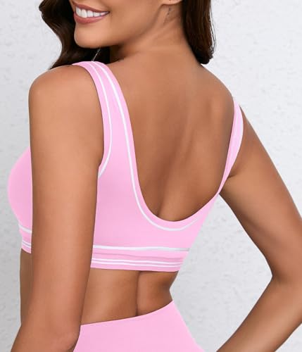 Image of Women Sweetheart Padded Sports Bra- Workout Fitness Square Neck Low Back Yoga Bra