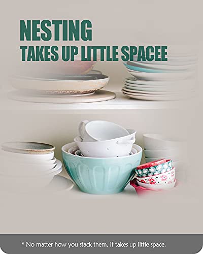 Lareina Ceramic Mixing Bowls For Kitchen, 3-Piece Large Colorful Serving Bowls, 3.13/1.68/1.18 Qt Deep Microwaveable Nesting Bowl, Stackable And Functional, Ideal Gift #TOP6