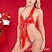 NewBull Women's Sexy Satin Unwrap Me Babydoll Lingerie Bowknot Teddy Bodysuit Underwear One Piece Backless Nightwear Red Big Bow Gift Naughty Sleepwear for Ladies Valentine's Day Christmas Outfit