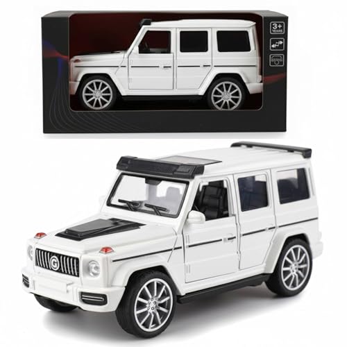 Image of SHAKTISM Die-Cast Metal Car Toy -1:36 Scale, Opening Doors, Pull Back Function, Collectible Toy, Racing Car for Kids Birthday Gift for Boys Girls (White G-Wagon Diecast)