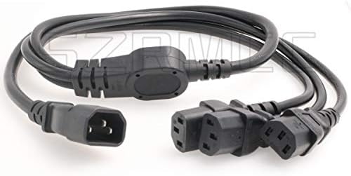SZRMCC PDU IEC 320 C14 Male to 3 x C13 Female Y Splitter Power Adapter Cable 10A 250V UPS PSU Extension Cable (2ft/60cm)