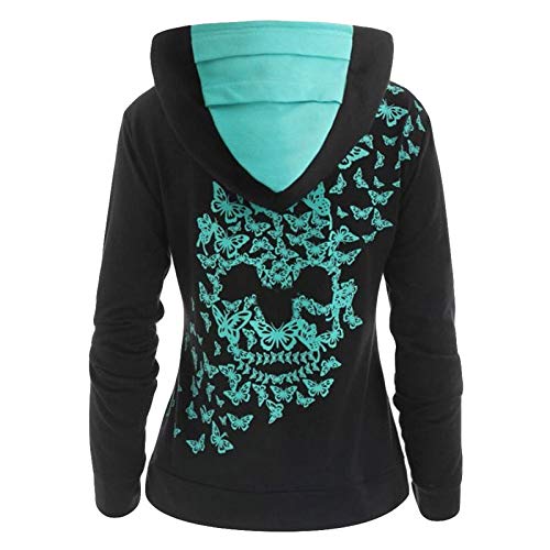 Preisvergleich Produktbild Lazzboy Hoodie Sweatshirt Damenmode Schmetterling Schädeldruck Tops Damen Kapuzenpullover Pullover Mit Kapuze(Schwarz,5XL)