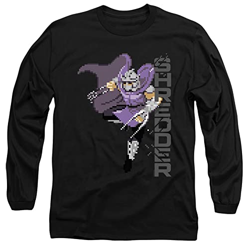 TMNT Retro Arcade Shredder T-Shirt Long Sleeve Confortable Coupe Unisexe Noire
