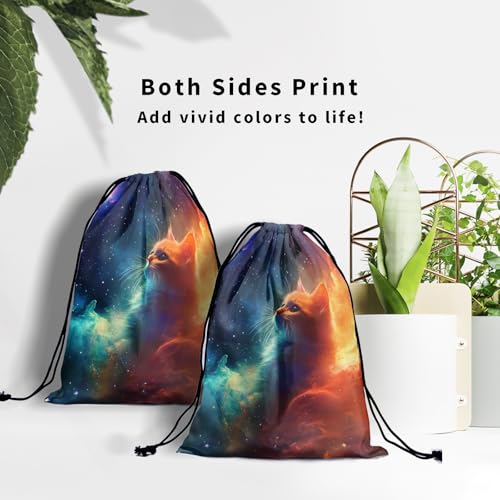 Image of Nerxy Galaxy Cat Gymnastics Grip Bag - Kitten Grip Bags for Gymnastics Mini Gym Bag Stars Drawstring Storage Pouch Adjustable