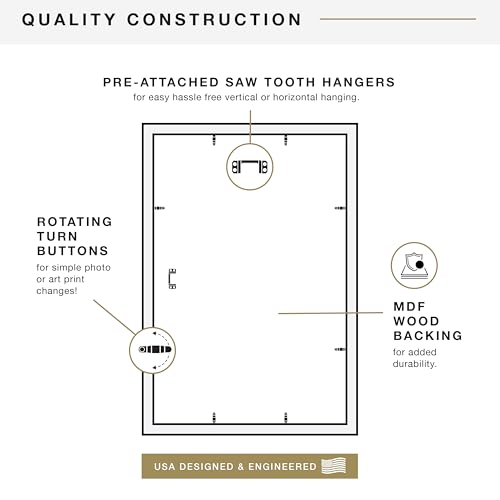 MCS Studio Gallery 16x24 Poster Frame White Woodgrain, Vertical & Horizontal Wall Hanging Large Picture Frame for Photos, Posters & Art Prints (2-Pack)