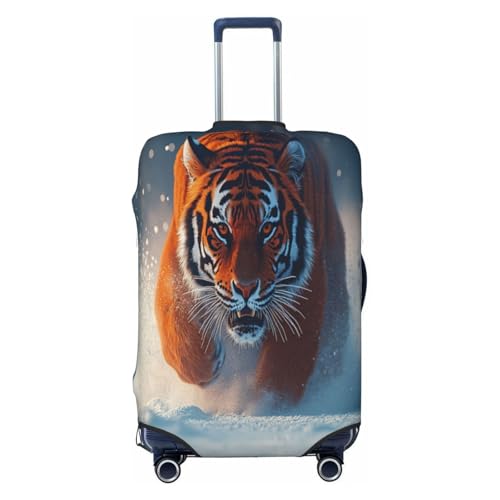 Tigers in Hunting Durable Luggage Cover Suitcase Protector Anti-Scratch Luggage Cover Fits 18-32inch Luggage, Black, X-Large