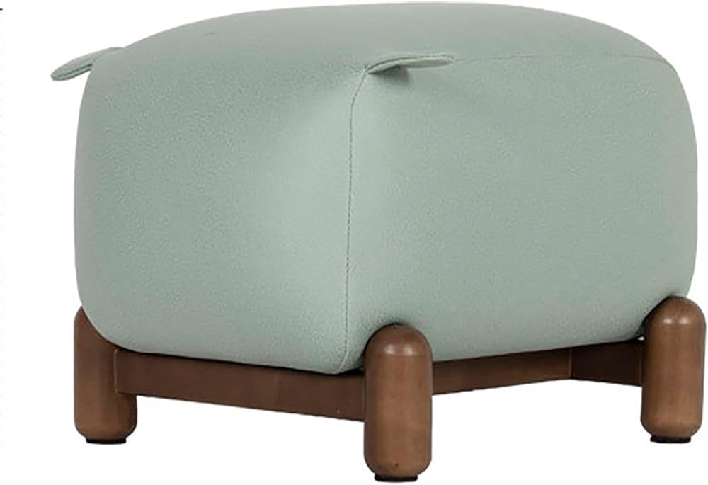 Taburete bajo suave de cerdito con patas de madera estables